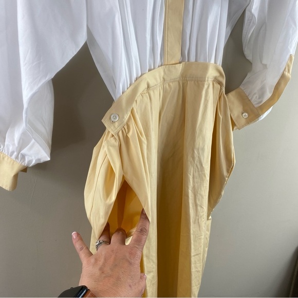 Marni Made in Italy White Tan Buttoned Front Poplin Midi Shirt Dress Sz 6 (42) - Picture 7 of 15